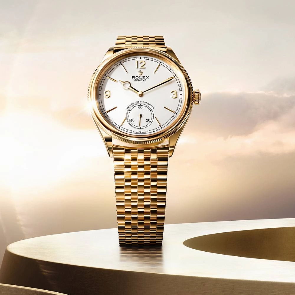 2025 Model Rolex Perpetual 1908 39 mm - Ref: 52508-0008 - White Dial, 18k Yellow Gold Settimo Bracelet Watch