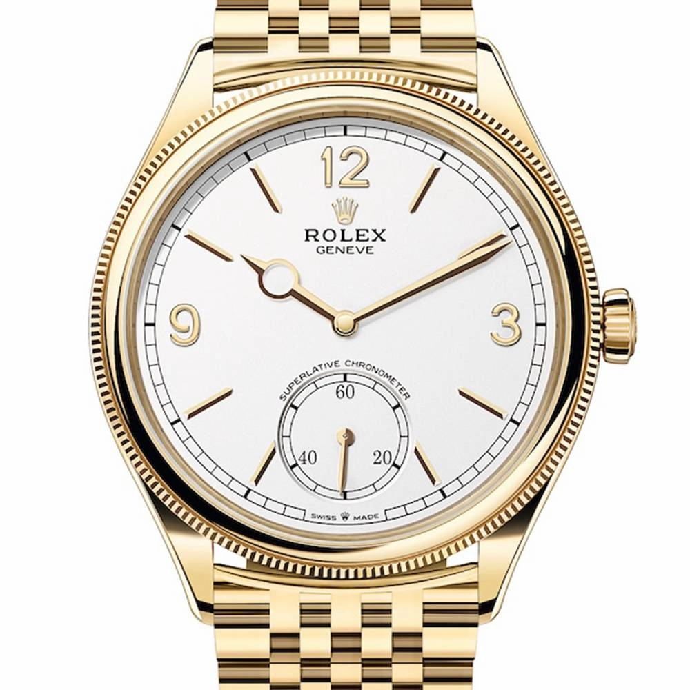 2025 Model Rolex Perpetual 1908 39 mm - Ref: 52508-0008 - White Dial, 18k Yellow Gold Settimo Bracelet Watch
