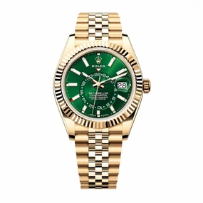 2025 Model Rolex Sky-Dweller 42 mm - Ref: 336938-0008 - Bright green Dial, 18k Yellow Gold Jubilee Bracelet Watch