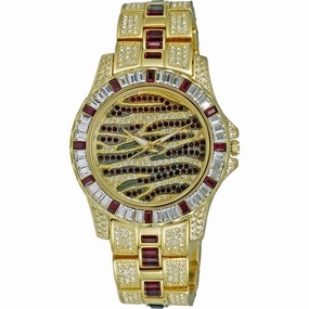 Adee Kaye Men's Watch - Chameleon Red and Gold Tone Dial Brass Bracelet | AK1177R