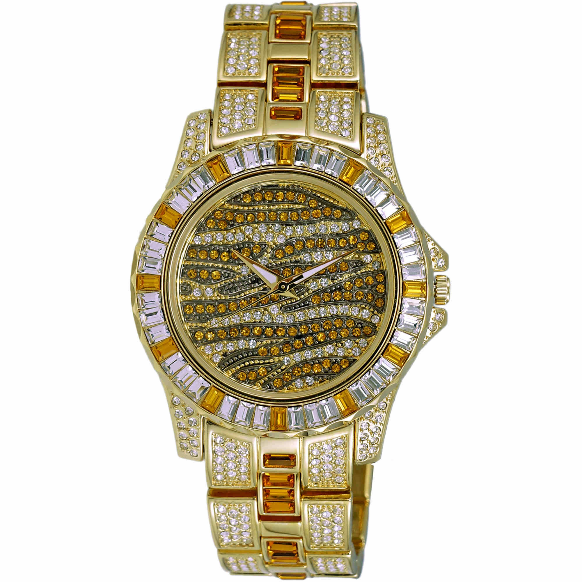 Adee Kaye Men's Watch - Chameleon Yellow and Gold Tone Dial Brass Bracelet | AK1177Y