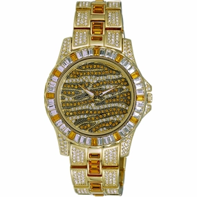 Adee Kaye Men's Watch - Chameleon Yellow and Gold Tone Dial Brass Bracelet | AK1177Y