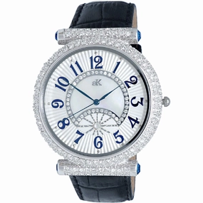 Adee Kaye Men's Watch - Florence Quartz White Dial Black Leather Strap | AK8685