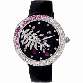 Adee Kaye Women's Watch - Majestic Quartz Black Dial Leather Strap | AK2118-LBK