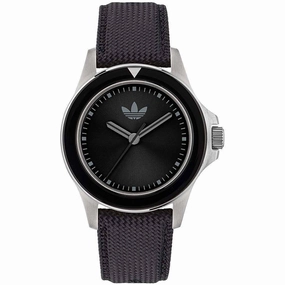 Adidas Men's Watch - Originals Quartz Silver Tone Case Black Fabric Strap | AOFH23016