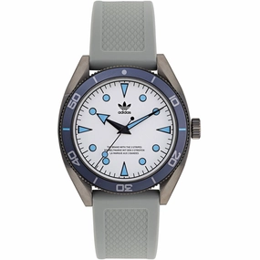 Adidas Men's Watch - Originals Quartz Silver Tone Dial Gray Rubber Strap | AOFH22003