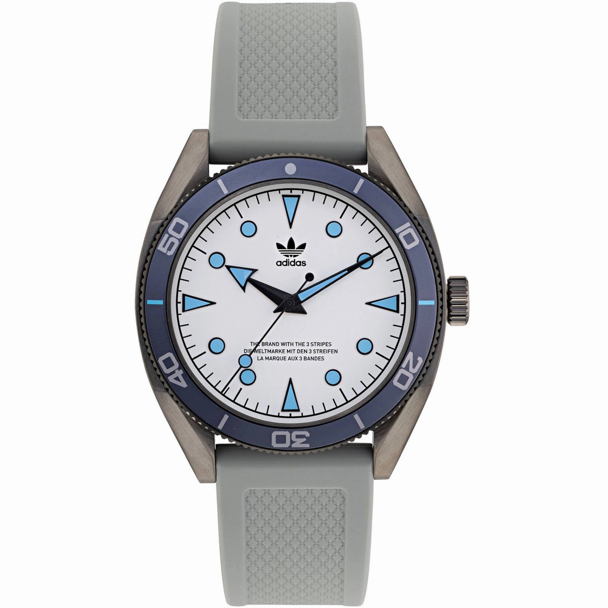 Adidas Men's Watch - Originals Quartz Silver Tone Dial Gray Rubber Strap | AOFH22003