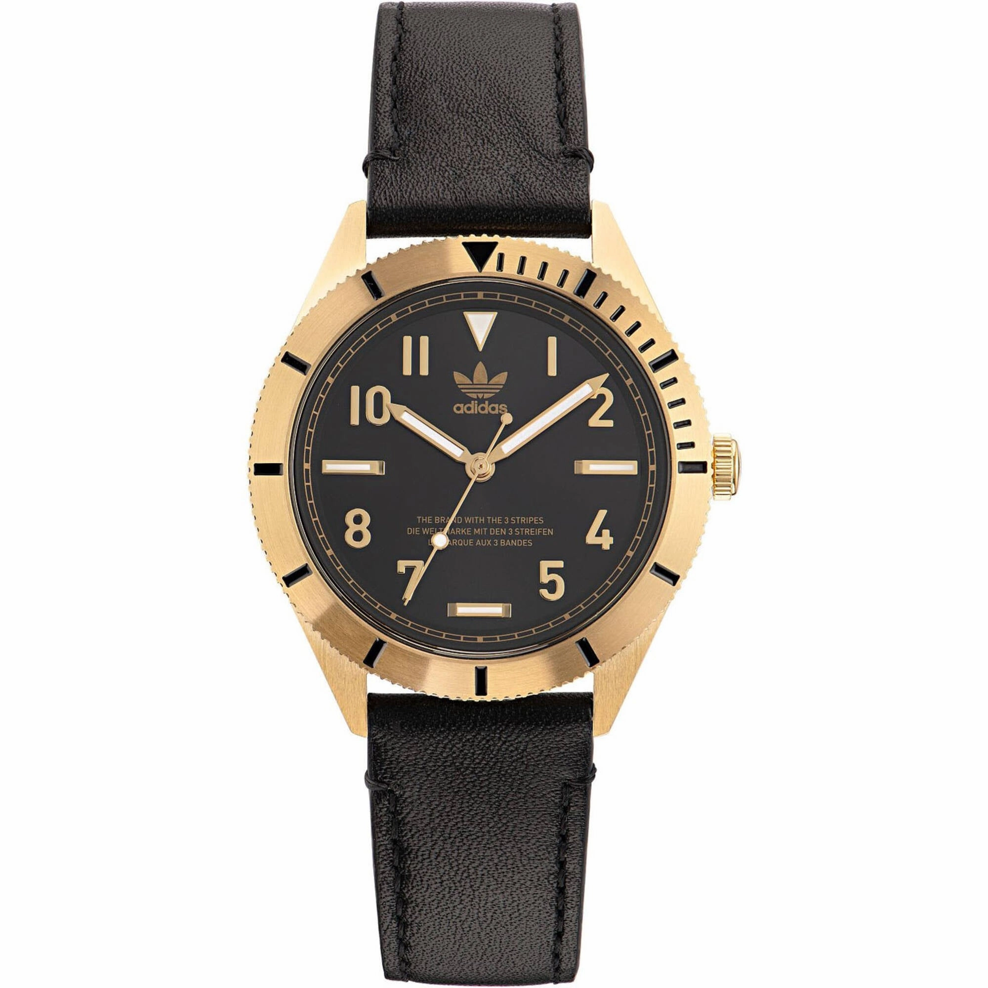 Adidas Men's Watch - Originals Quartz Yellow Gold Case Black Dial Strap | AOFH22504
