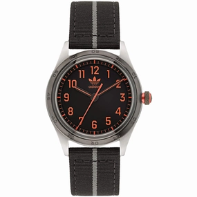 Adidas Men's Watch - Originals Silver Tone Case Black Dial Fabric Strap | AOSY22522