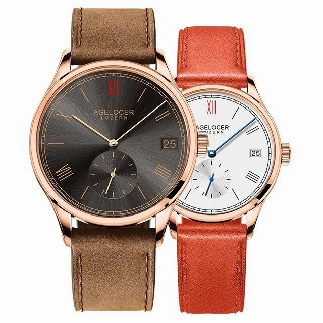 Agelocer Switzerland brand Casual lovers watches couple 2 pieces stainless steel Men Women Couple Wrist watches with watch box