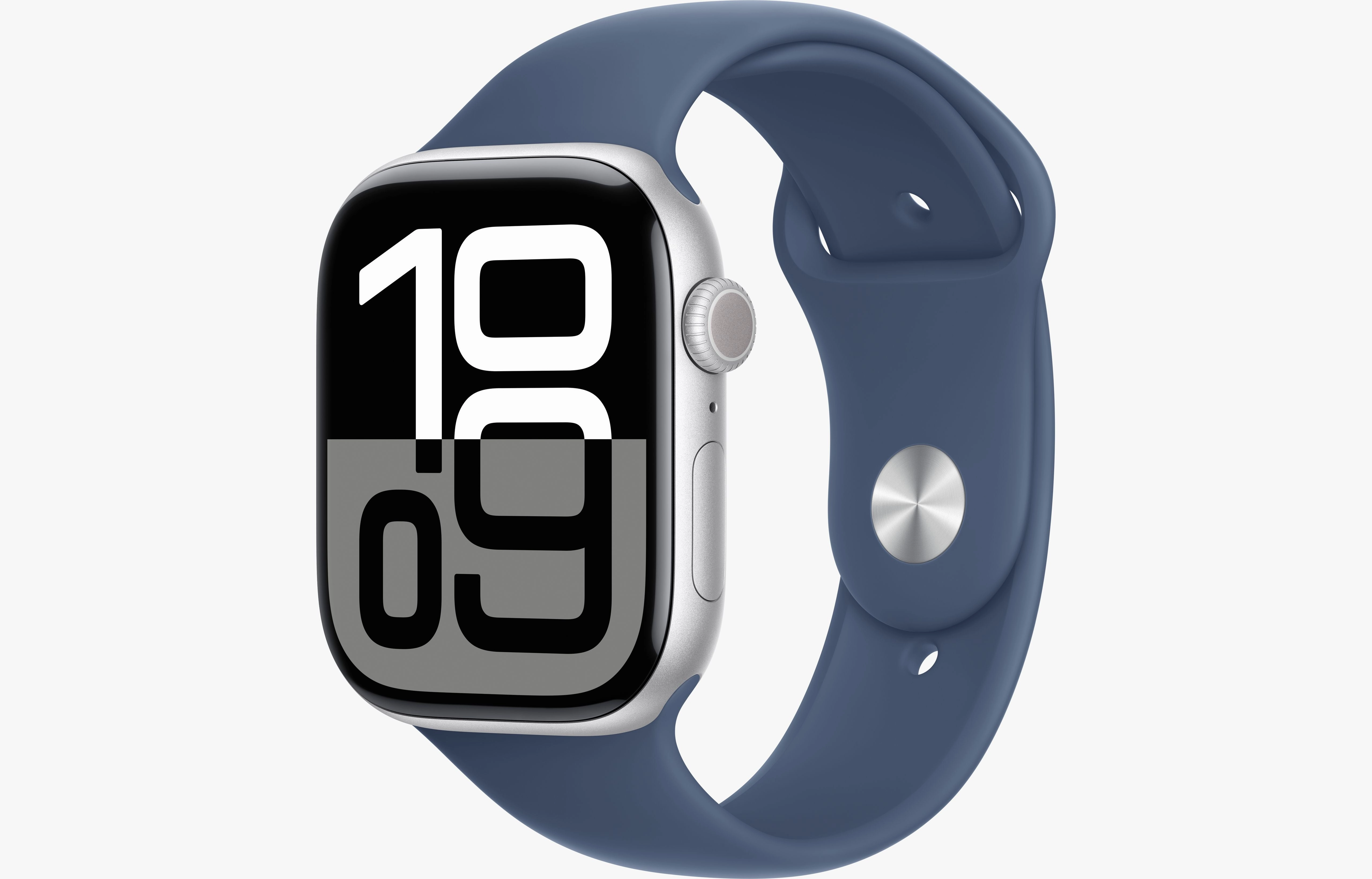 Apple Watch Series 10 GPS 46Mm Silver Aluminium Case, Denim Sport Band, S/M