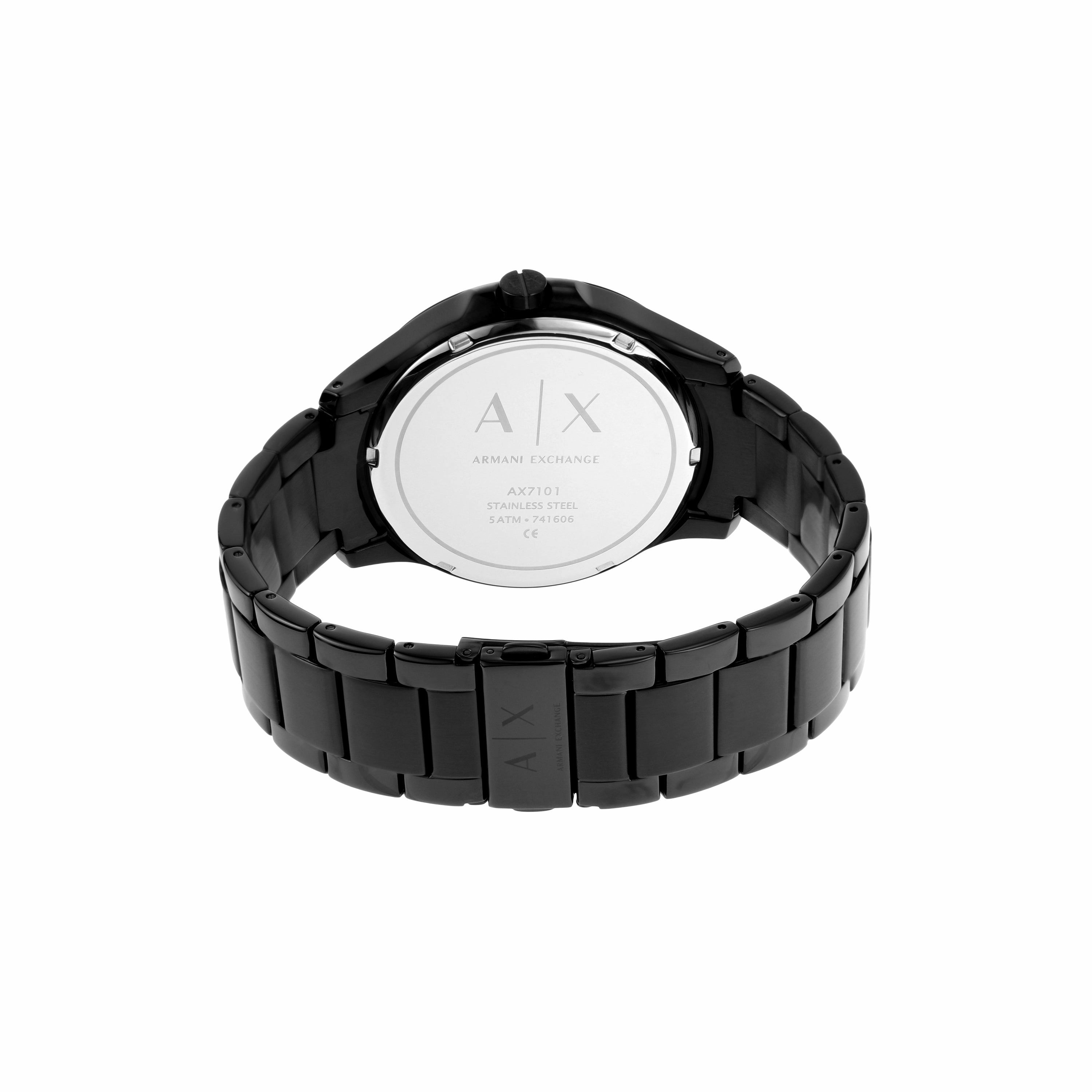 Armani Elegance Black Steel Watch and Bracelet Gift Set AX7101