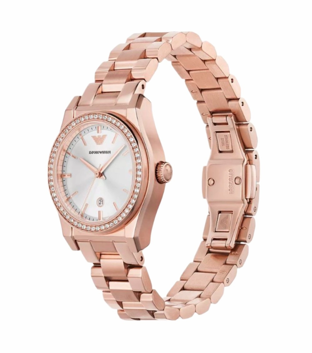 Armani Elegant Rose Gold Silver Dial Timepiece AR11558