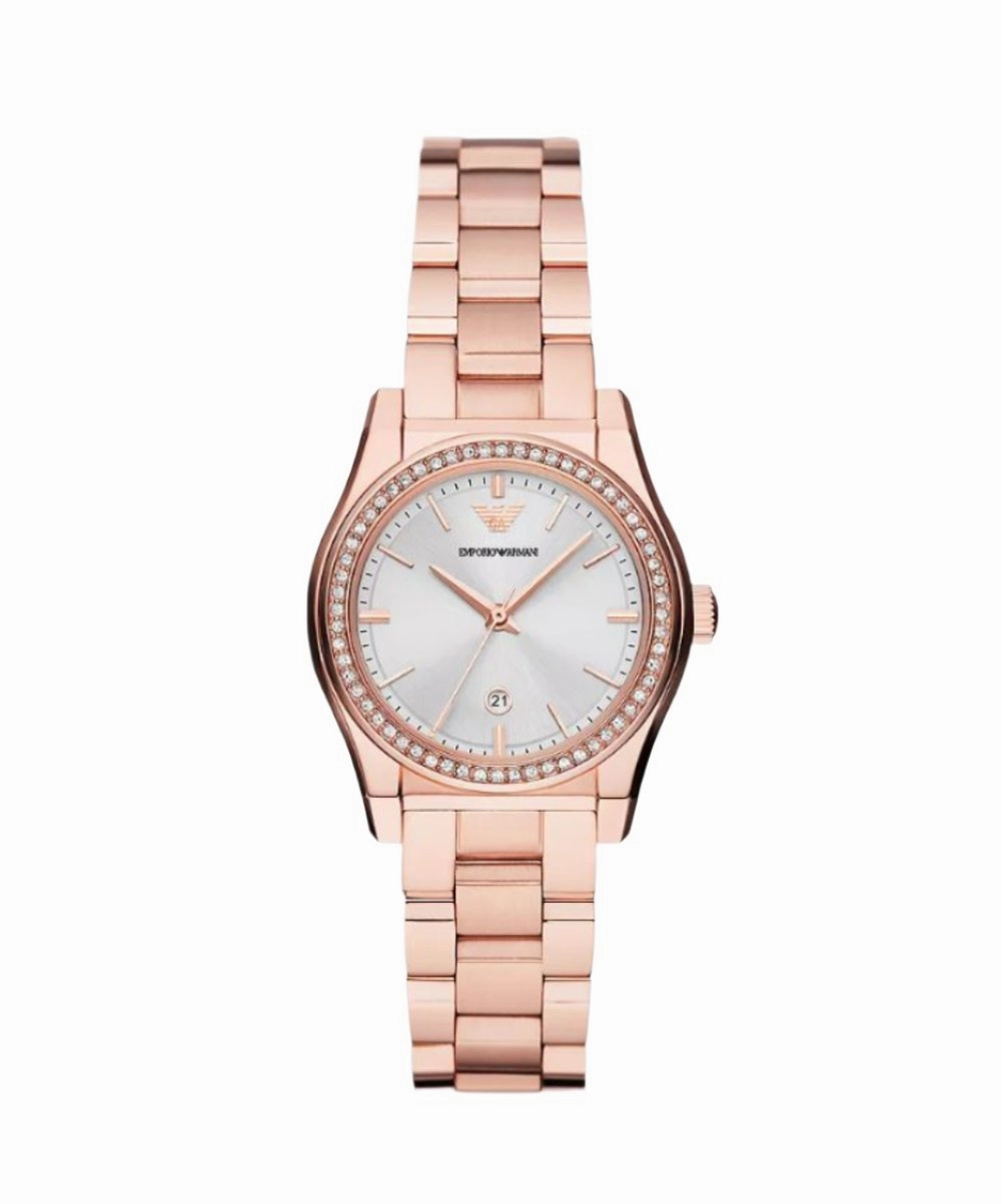 Armani Elegant Rose Gold Silver Dial Timepiece AR11558