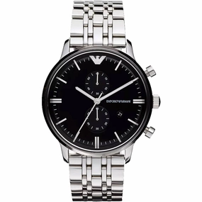 Armani Men's Watch - Classic Quartz Black Dial Stainless Steel Bracelet | AR0389