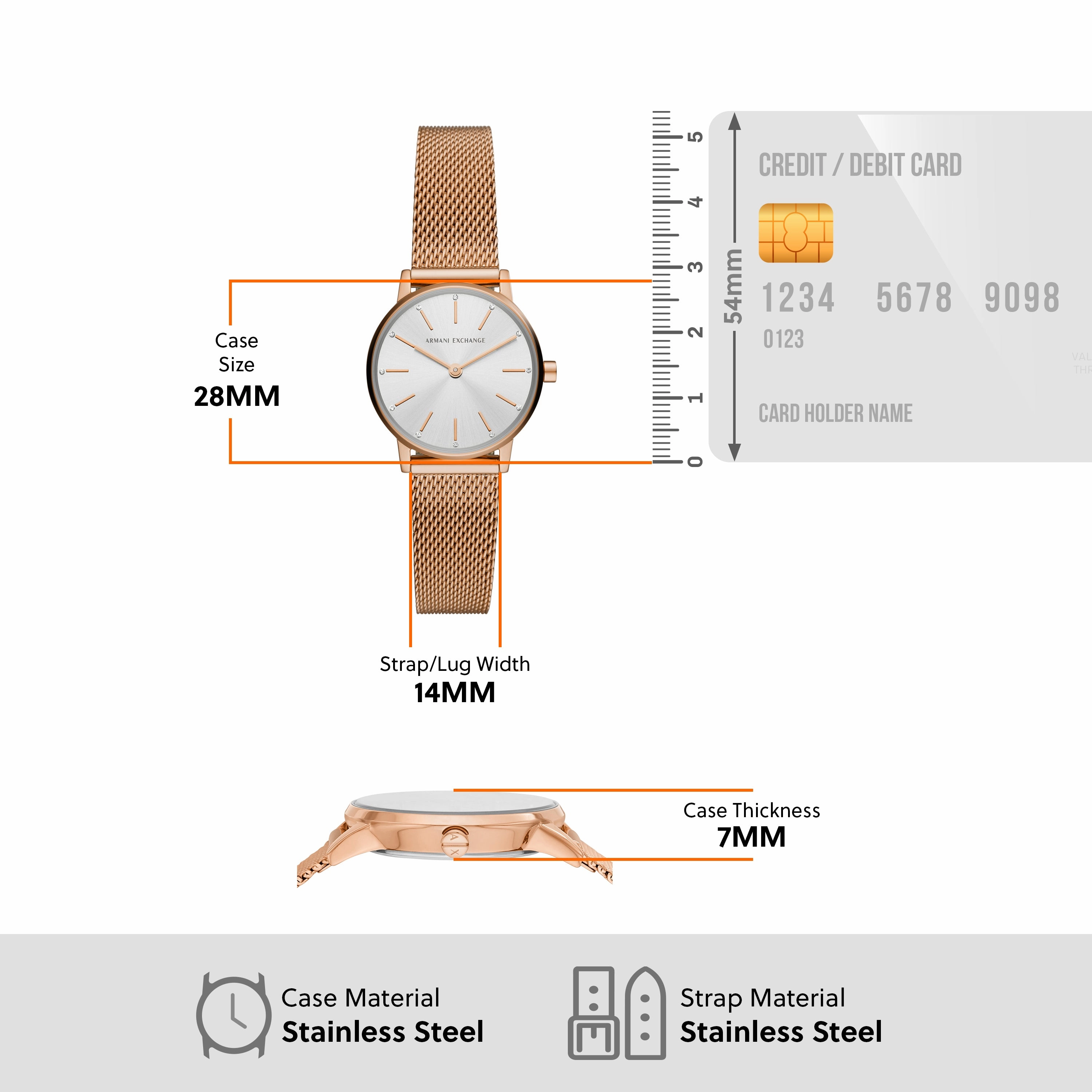 Armani Rose Gold Luxury Watch with Stainless Steel Band AX7121