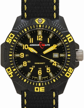 ArmourLite Caliber Series - Yellow Accents - Nylon Strap - Tritium - Date - 200m