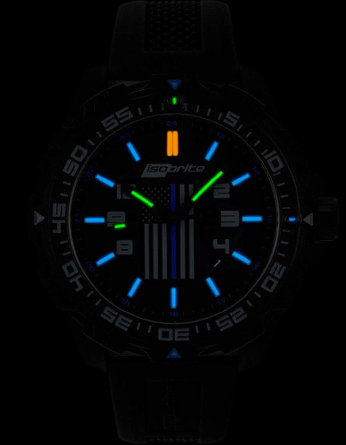 ArmourLite Isobrite Thin Blue Line Limited Edition Mens Watch - Black - 47mm