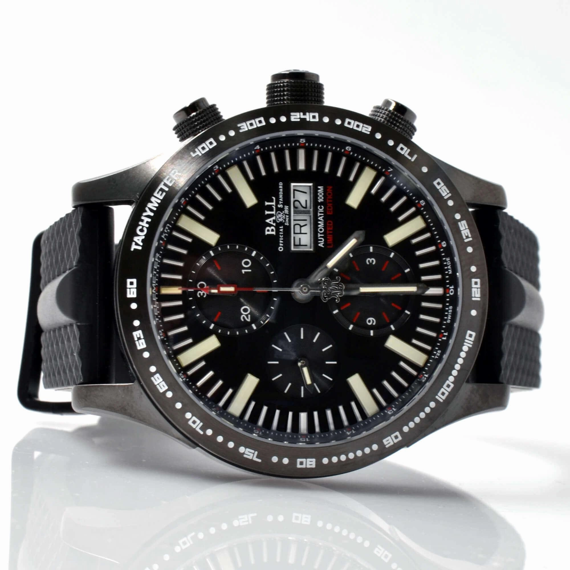 Ball Men's Watch - Fireman Storm Chaser DLC Glow Black Dial Strap | CM2192C-P2-BK