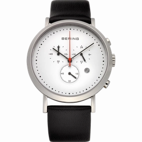 Bering - Gents SS Multifunction White Dial Black Leather Watch