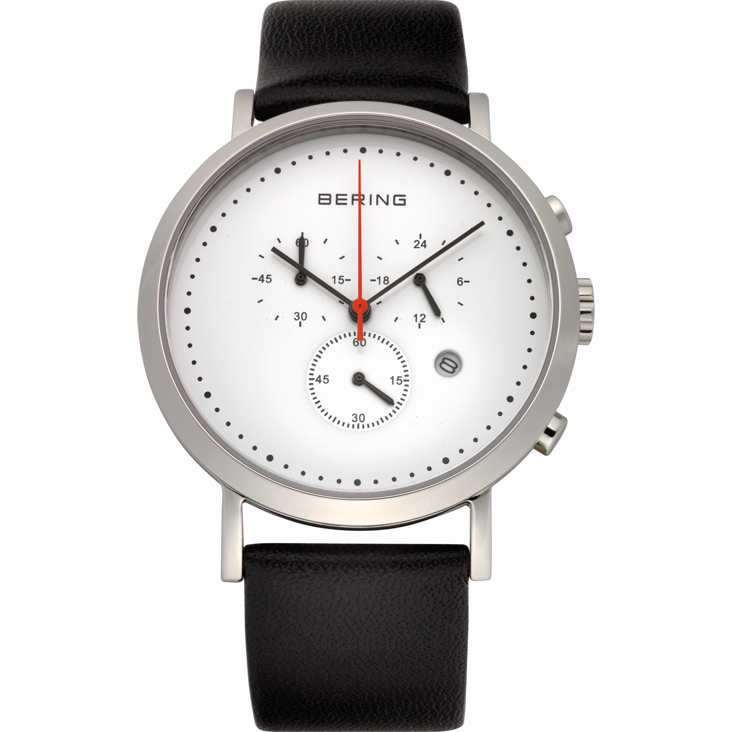 Bering - Gents SS Multifunction White Dial Black Leather Watch