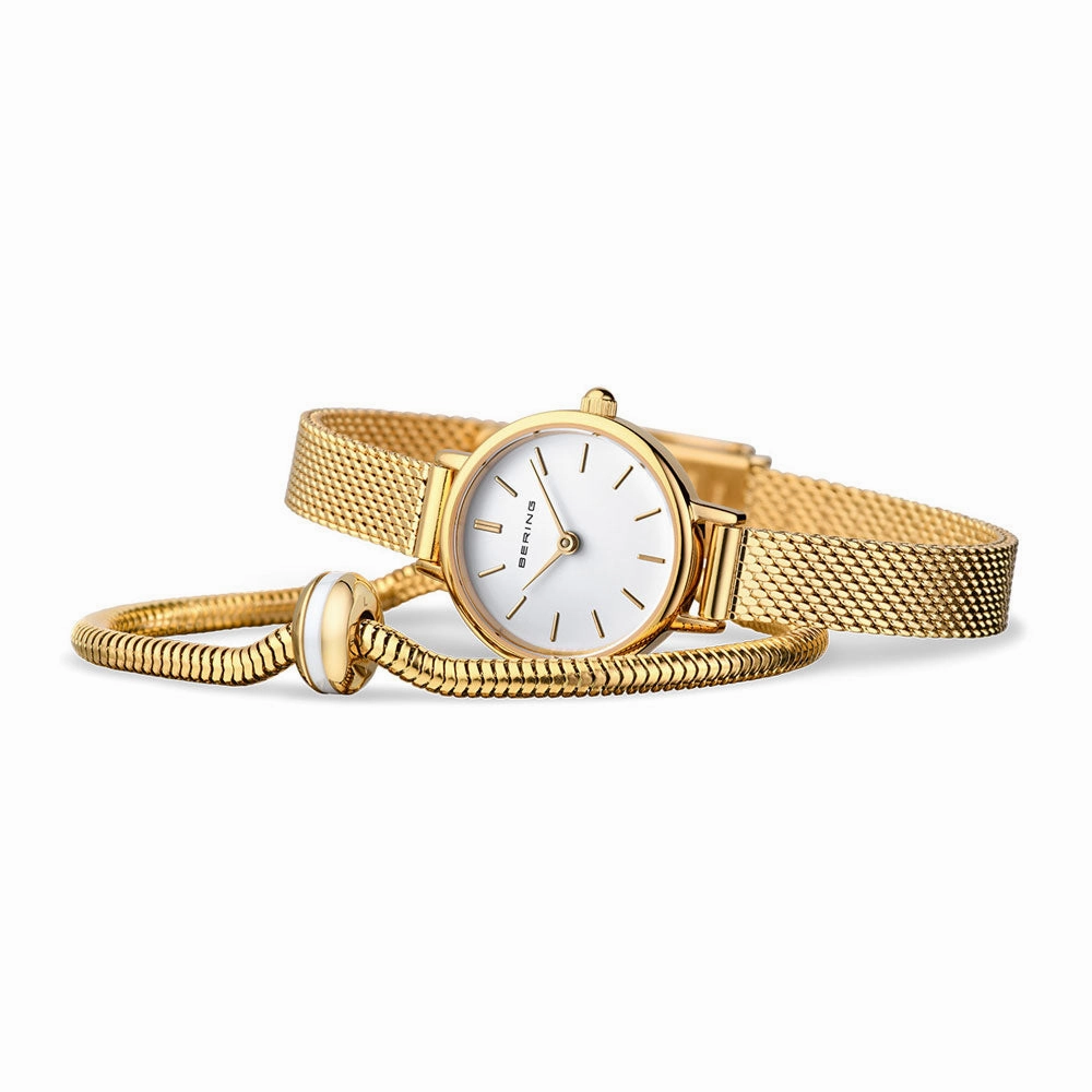 Bering Gift Set Lovely 26mm Gold Milanese Strap with Matching Bracelet Watch