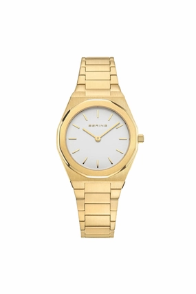Bering Ladies Classic Polished 32mm Gold Strap Watch