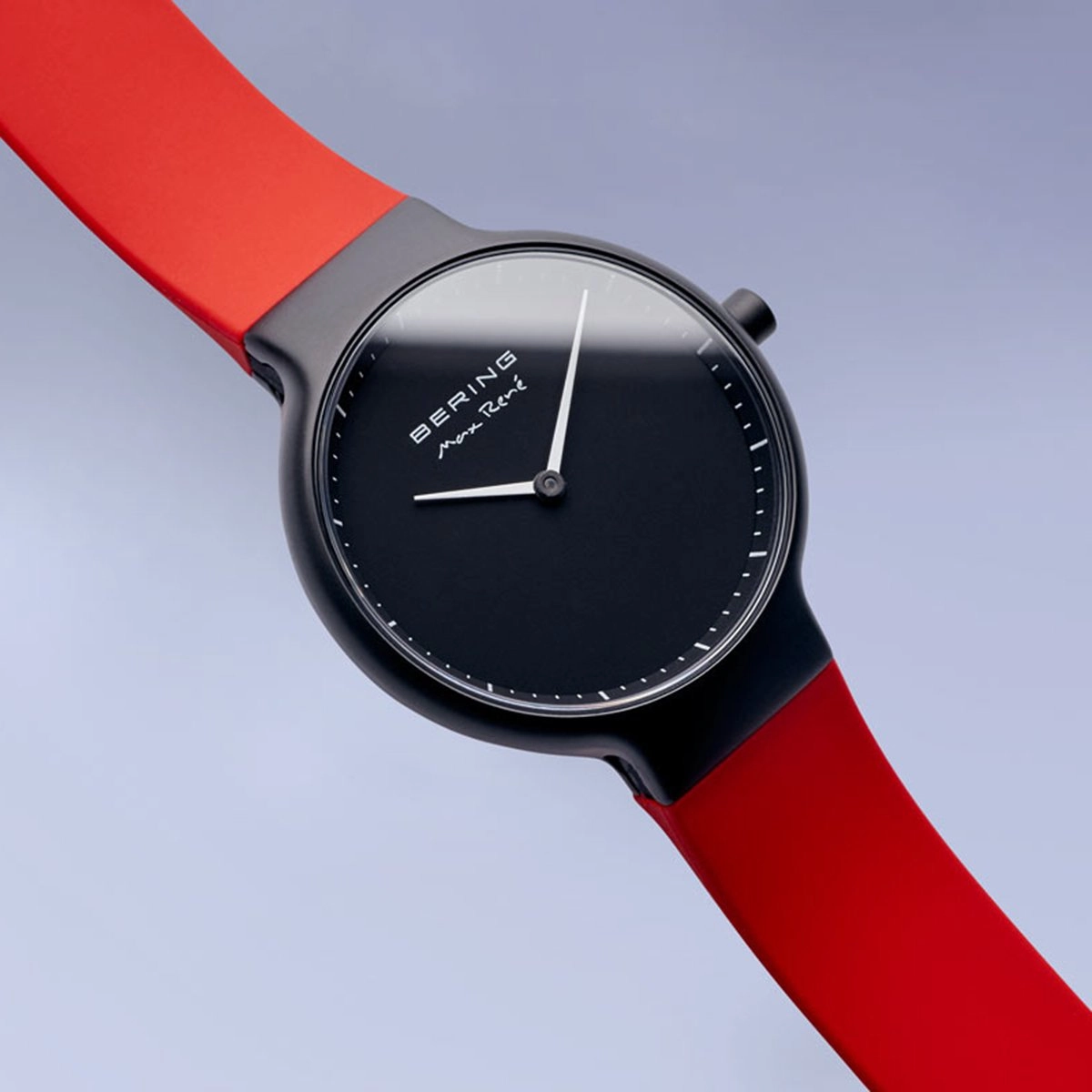 Bering Max Ren Matt Black Red Silicone Watch