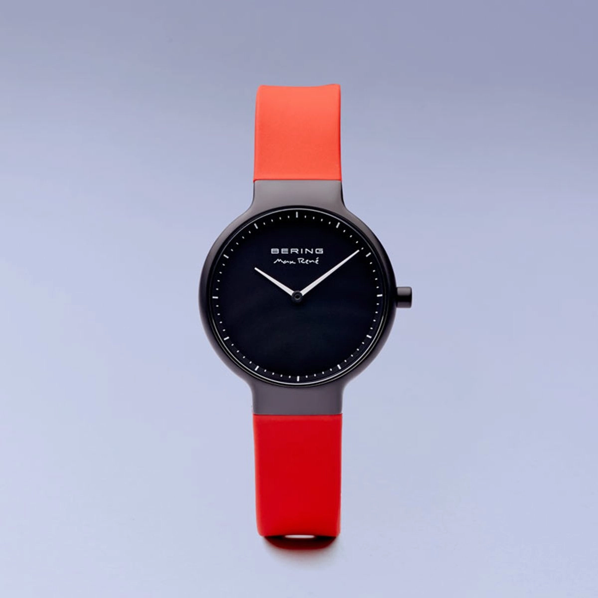 Bering Max Ren Matt Black Red Silicone Watch