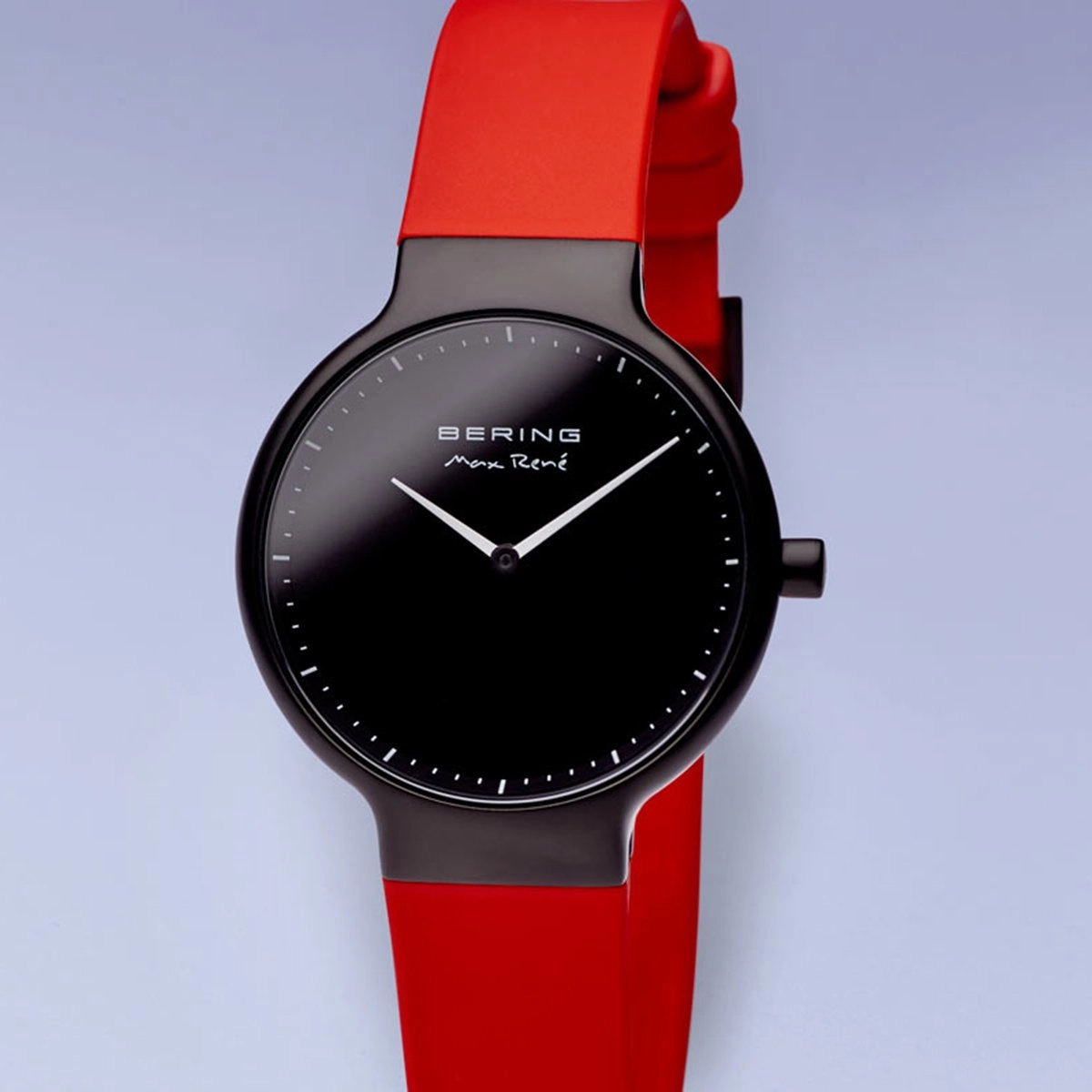 Bering Max Ren Matt Black Red Silicone Watch