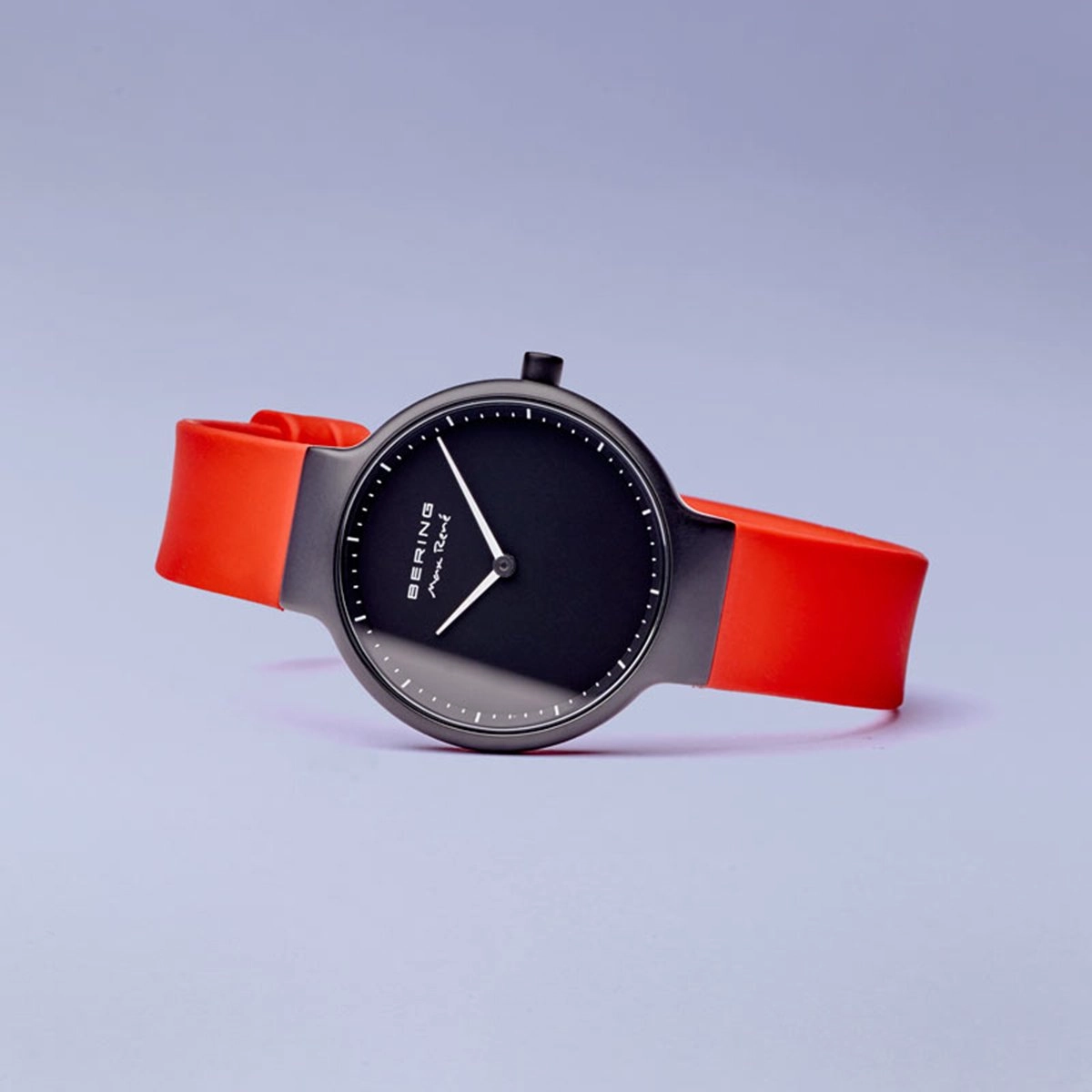 Bering Max Ren Matt Black Red Silicone Watch