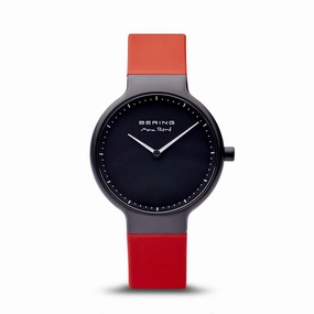 Bering Max Ren Matt Black Red Silicone Watch