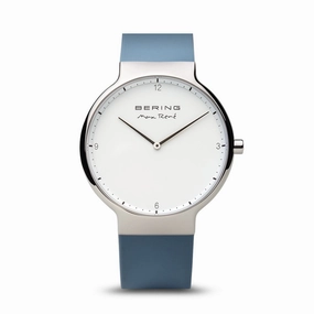 Bering Max Ren Polished Silver Blue Silicone Watch