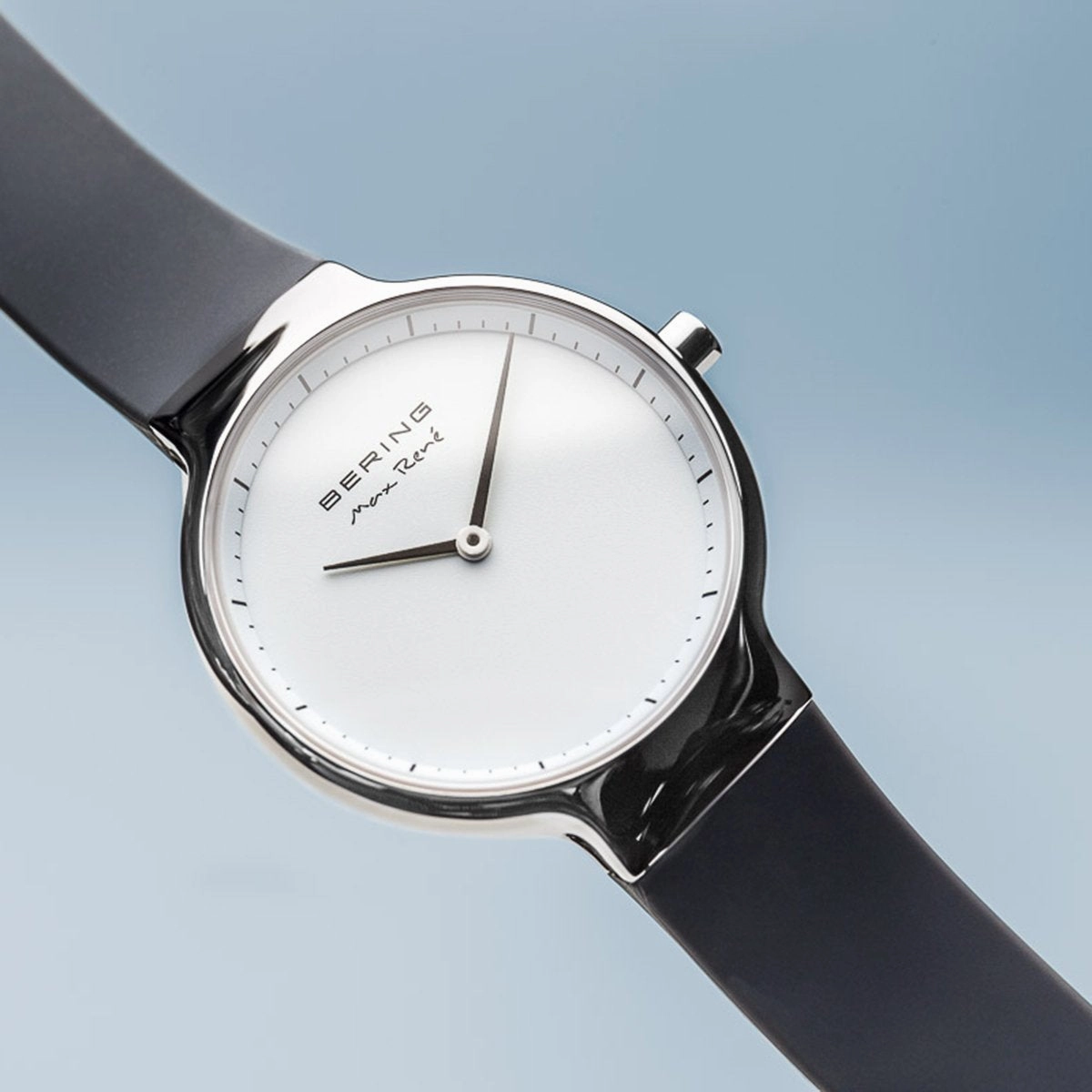 Bering Max Ren Polished Silver Silicone Watch