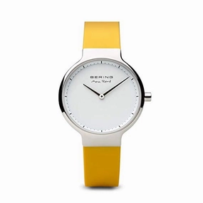 Bering Max Ren Polished Silver Yellow Silicone Watch