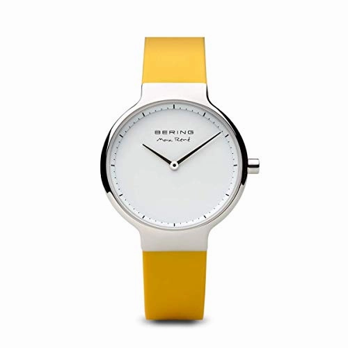 Bering Max Ren Polished Silver Yellow Silicone Watch