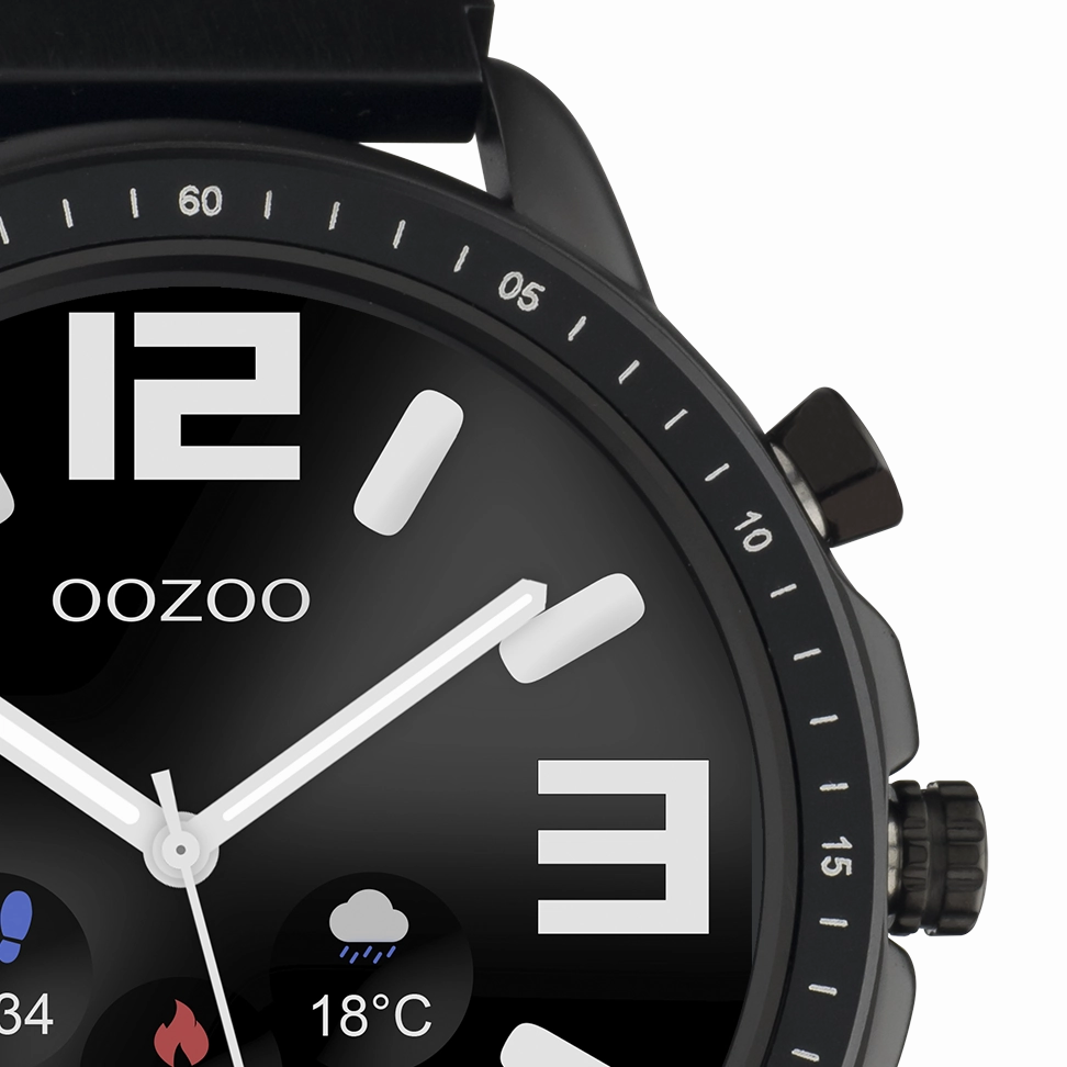 Black OOZOO smartwatch with black metal mesh bracelet - Q00309
