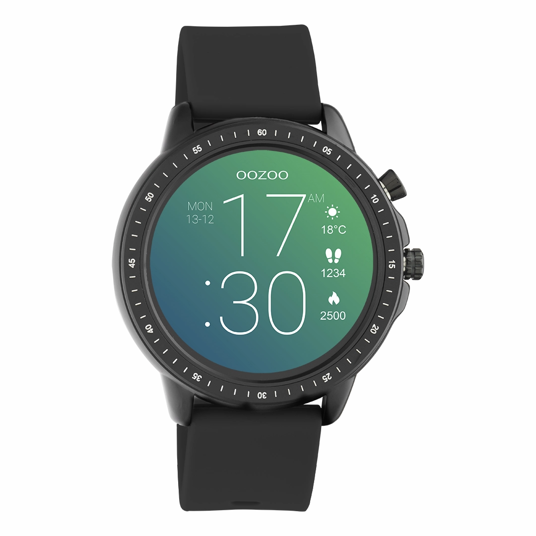 Black OOZOO smartwatch with black rubber strap - Q00304