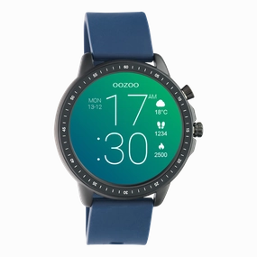 Black OOZOO smartwatch with dark blue rubber strap - Q00332