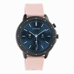 Black OOZOO smartwatch with pink grey rubber strap - Q00329