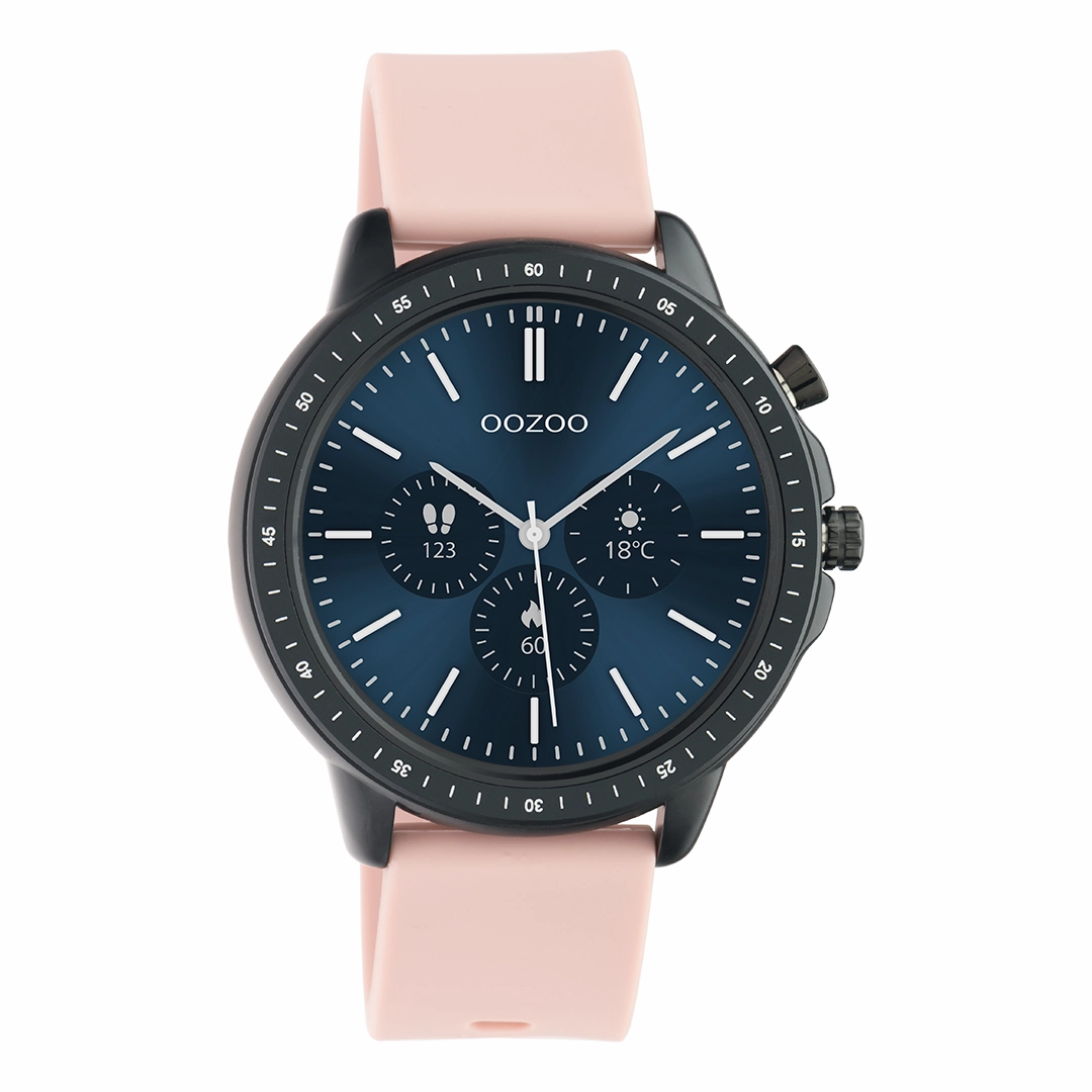 Black OOZOO smartwatch with pink grey rubber strap - Q00329