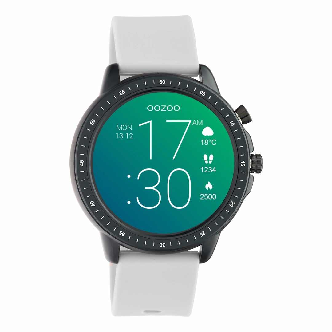 Black OOZOO smartwatch with stone grey rubber strap - Q00328