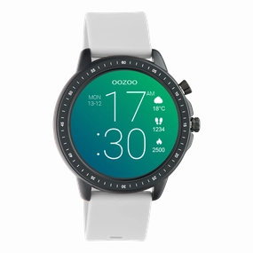 Black OOZOO smartwatch with stone grey rubber strap - Q00328