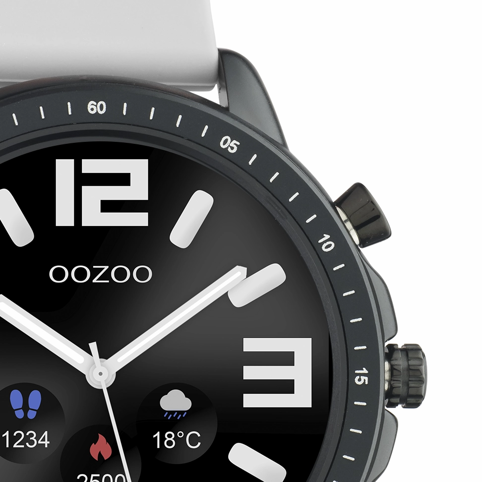 Black OOZOO smartwatch with stone grey rubber strap - Q00328