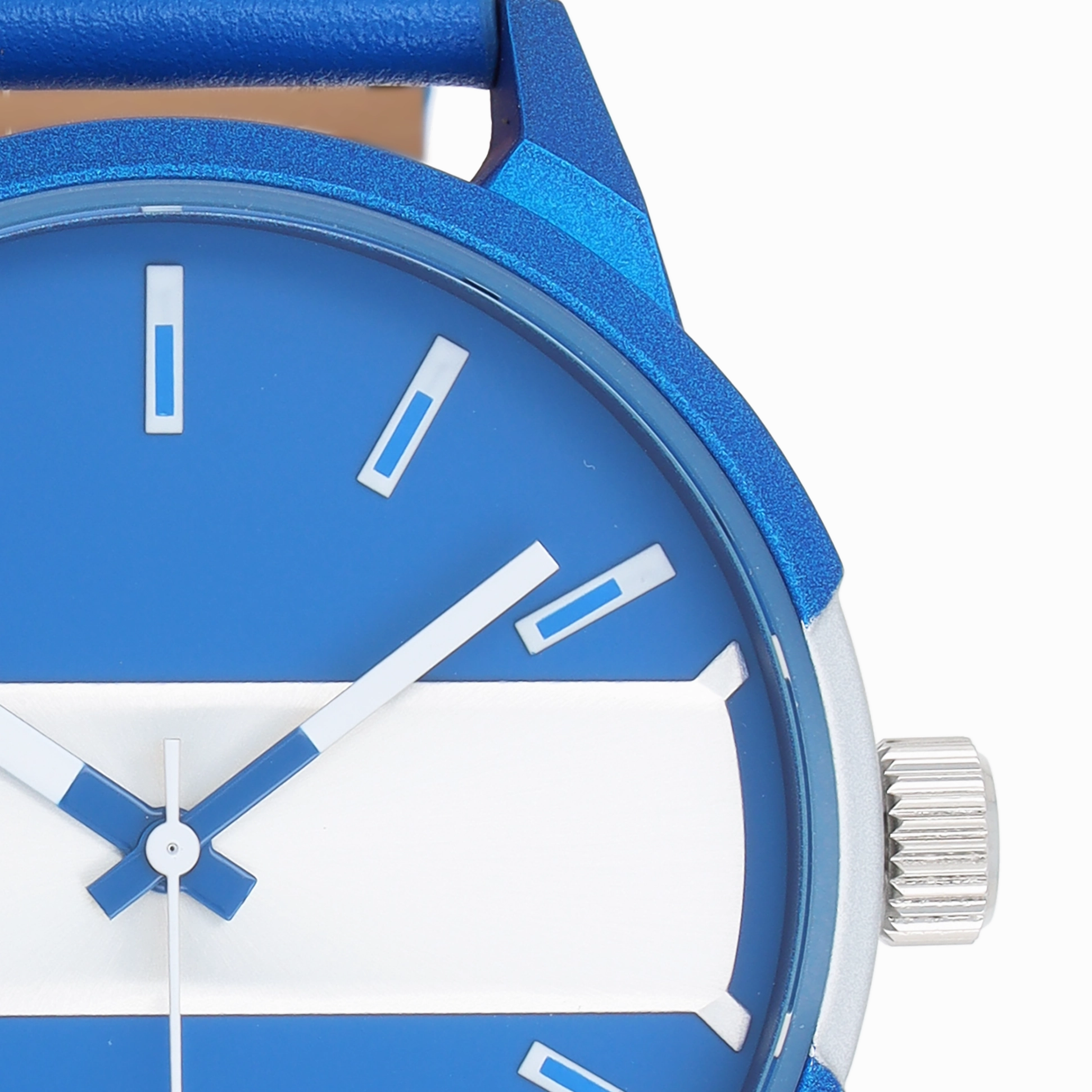 Black OOZOO watch with jeans blue leather strap - C11442