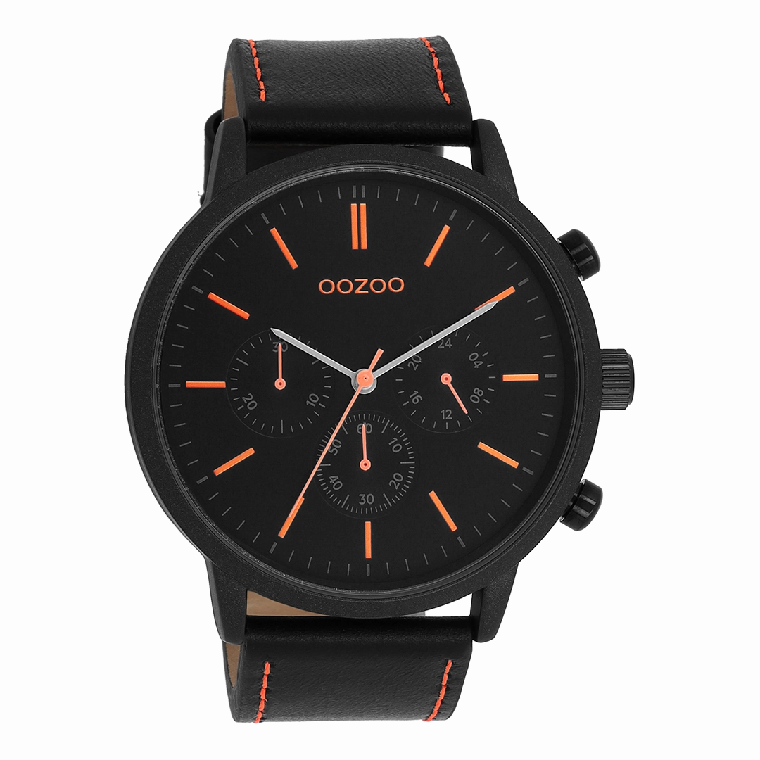 Black OOZOO watch with leather strap - C11209