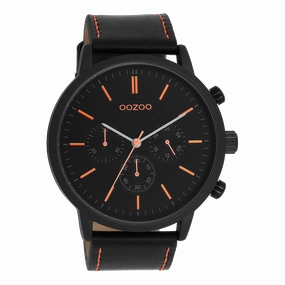 Black OOZOO watch with leather strap - C11209