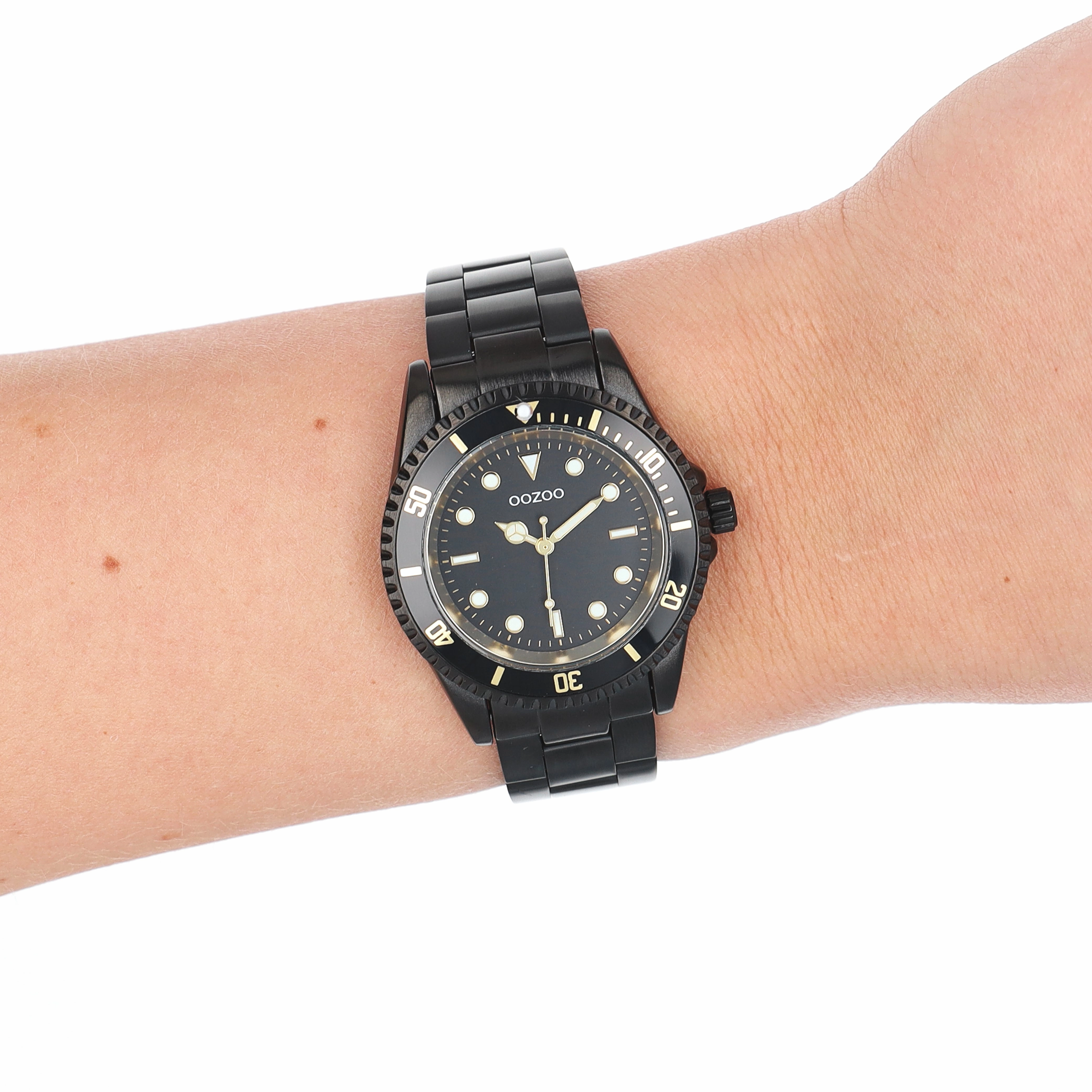 Black OOZOO watch with stainless steel bracelet - C11149