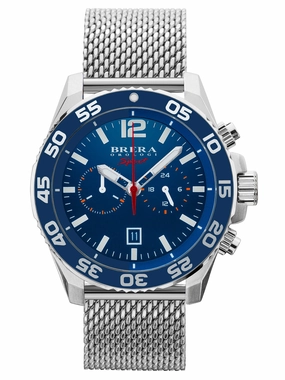 Brera Orologi BRSPMIC4404-SS-MIL Mistral Mens Silver & Blue Chronograph Watch