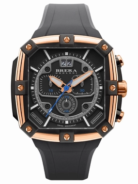 Brera Orologi SUPERSPORTIVO SQUARE Men's Swiss Made Gold 48mm Watch BRSS2C4603